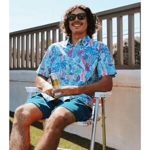 Tipsy Elves The Island Breeze Hawaiian Shirt Hoolah Palm Sz Small Hawaiian Print